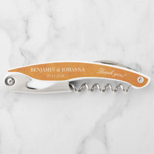 Elegant Sunset Orange Wedding Thank You Favours Corkscrew