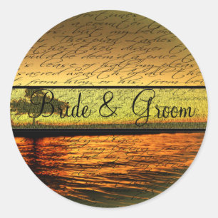 Elegant Sunset Wedding Stickers