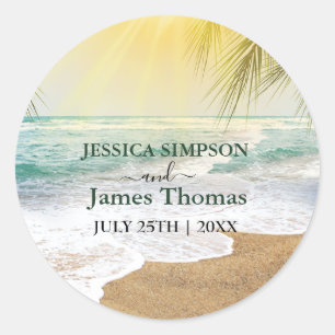 Elegant Sunshine And Blue Ocean Beach Classic Round Sticker
