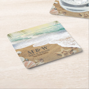 Elegant Sunshine And Blue Ocean Beach Square Paper Coaster