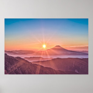 Elegant Sunshine Mountains Artwork   Poster
