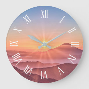Elegant Sunshine Mountains Artwork Wall Clock