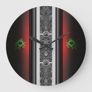 Elegant Surf Stripe Filigree Large Clock