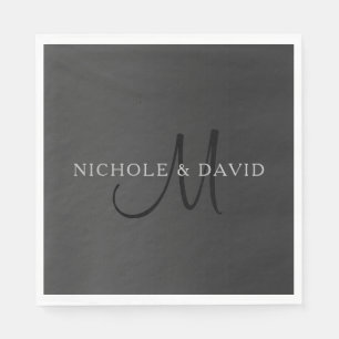 Elegant Surname Monogram & Gradient Grey's Napkin