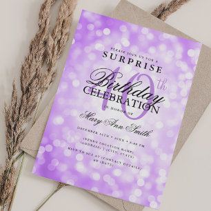 Elegant SURPRISE 40th Birthday Purple Lights Invitation