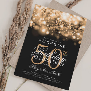 Elegant SURPRISE 50th Birthday Luxurious Gold  Invitation