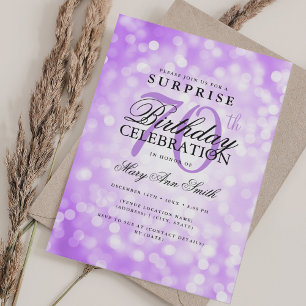 Elegant SURPRISE 70th Birthday Purple Lights Invitation