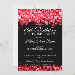 Elegant Surprise Birthday Party Red Lights Invitation