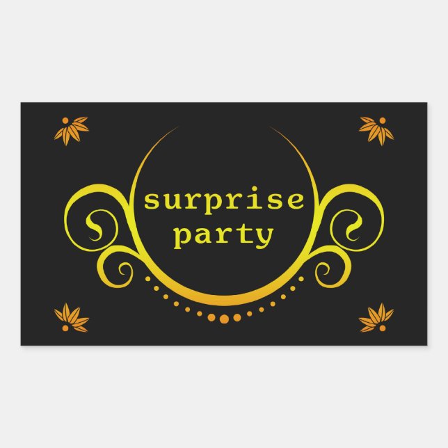 elegant surprise party invitation rectangular sticker (Front)