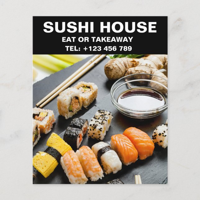 Elegant Sushi Restaurant Custom Photo Flyer (Front)