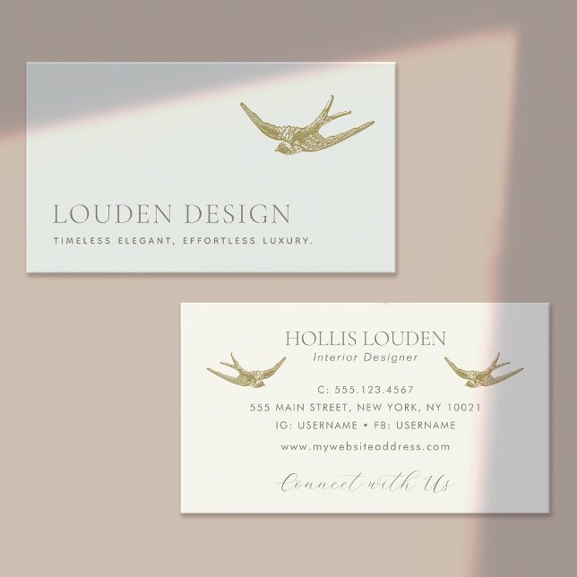Elegant Swallow Professional Interior Designer Business Card (Creator Uploaded)