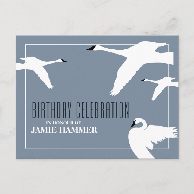 Elegant Swan, Birthday Invitation (Front)