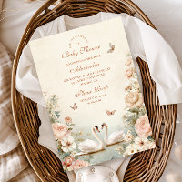 Elegant Swan Lake Floral Baby Shower