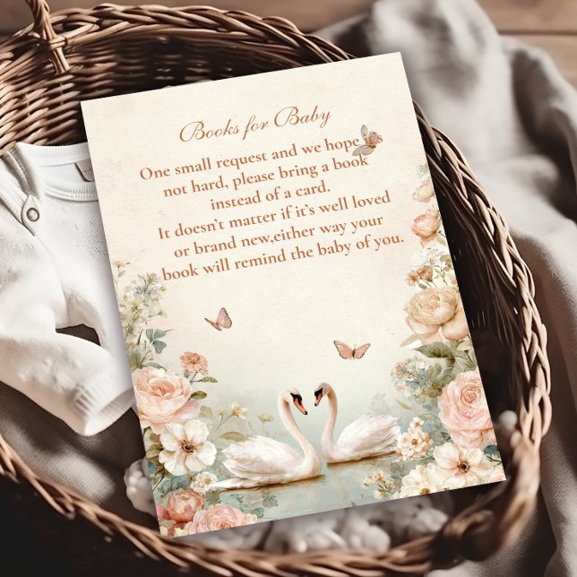 Elegant Swan Lake Floral Books for Baby  Enclosure Card (Creator Uploaded)