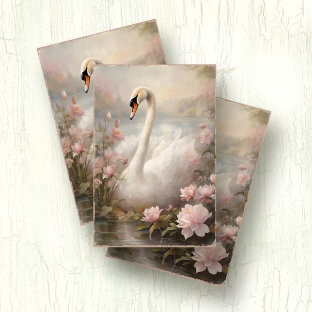 Elegant Swan Lake Pink Water Lily Floral Tissue Paper (Creator Uploaded)