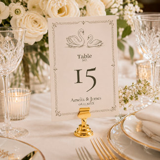 Elegant Swan | Old Money Wedding Table Number