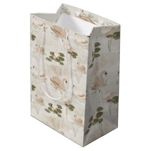 Elegant swan pattern pattern medium gift bag