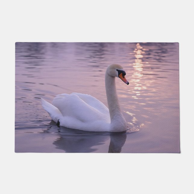 Elegant Swan Sunset Doormat (Front)