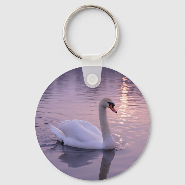 Elegant Swan Sunset Key Ring (Front)
