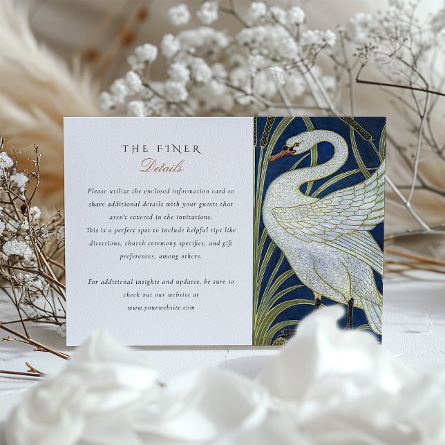 Elegant Swan Wedding Information Card Walter Crane (Creator Uploaded)
