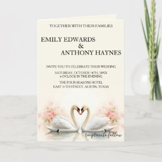 Elegant Swan Wedding with Romantic Rose Florals Thank You Card