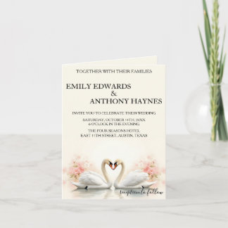 Elegant Swan Wedding with Romantic Rose Florals Thank You Card