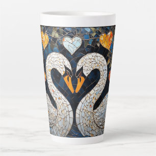 Elegant Swans by Ornate Floral Patterns Latte Mug