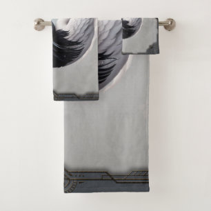 Elegant swans forning a heart together. bath towel set