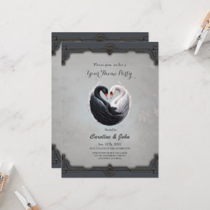 Elegant swans forning a heart together. invitation