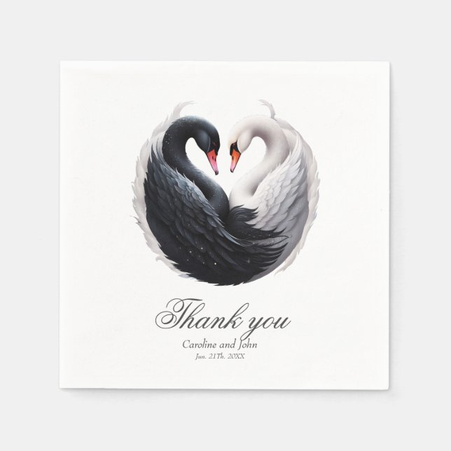 Elegant swans forning a heart together. napkin (Front)