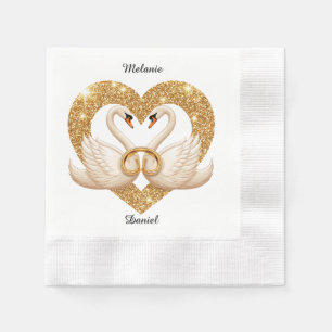 Elegant Swans with Golden Rings Napkin