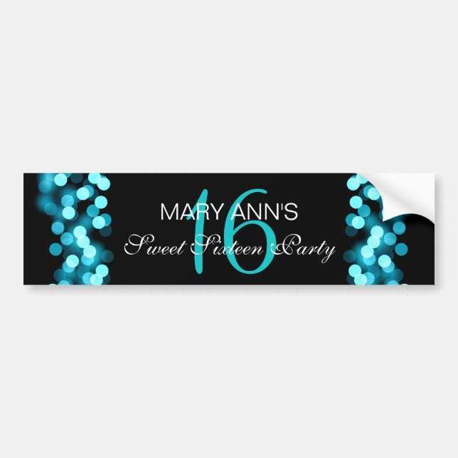 Elegant Sweet 16 Birthday Hollywood Glam Turquoise Bumper Sticker (Front)
