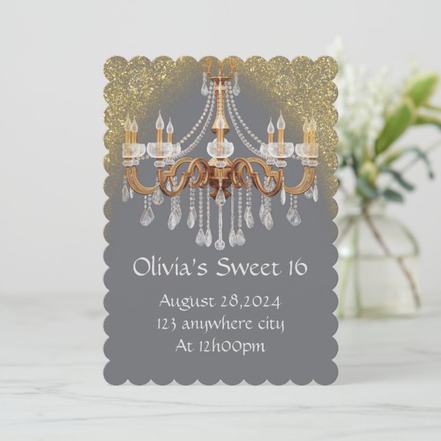 ELEGANT SWEET 16 BIRTHDAY INVITATION (Standing Front)