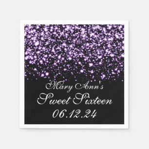 Elegant Sweet 16 Birthday Midnight Glam Purple Napkin