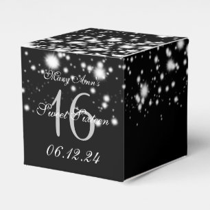 Elegant Sweet 16 Birthday Midnight Glam Silver Favour Box