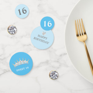 Elegant Sweet 16 Birthday on Light Blue Confetti