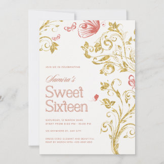 Elegant Sweet 16 Birthday Party Invitation - Peach