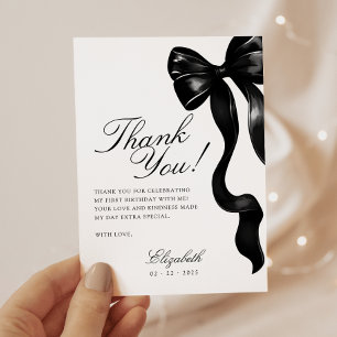 Elegant Sweet 16 Black Bow Thank You Card