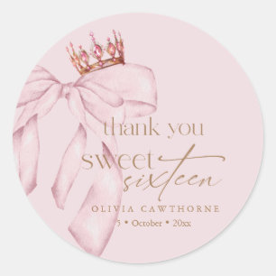 Elegant Sweet 16 Blush Pink Birthday  Classic Round Sticker