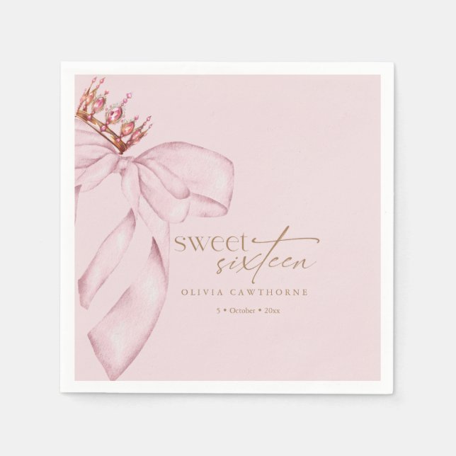 Elegant Sweet 16 Blush Pink Birthday  Napkin (Front)