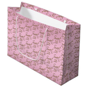 Elegant Sweet 16 in Pink and Gold Large Gift Bag