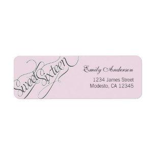 Elegant Sweet 16 Return Address Label in Pale Pink