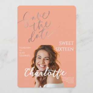 Elegant Sweet 16 Save the Date Birthday Invitation