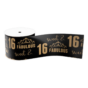 Elegant Sweet 16 Typography Grosgrain Ribbon