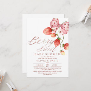 Elegant Sweet Berry Baby Shower Strawberry  Invitation