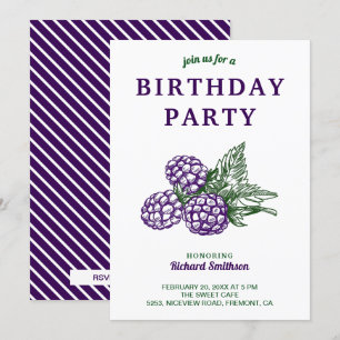 Elegant Sweet Blackberries Birthday Party Invitation