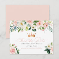 Elegant Sweet Blush Floral Sweet 16 Save the Date