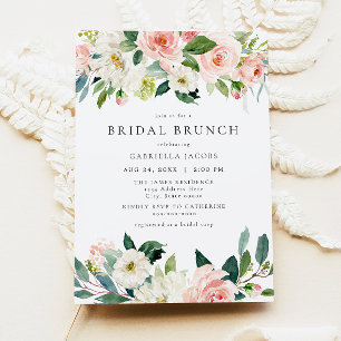 Elegant & Sweet Blush Pink Floral Bridal Brunch Invitation