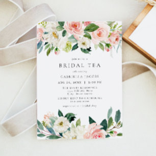 Elegant & Sweet Blush Pink Floral Bridal Tea Invitation