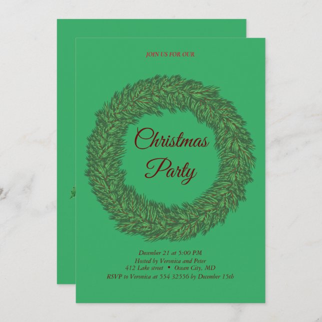 Elegant sweet Christmas invitation (Front/Back)